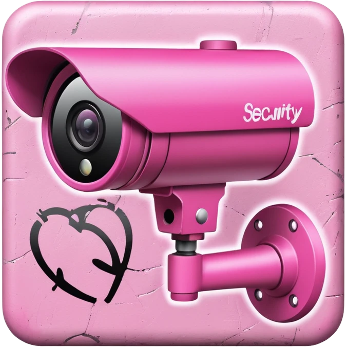 Security Camera pink with graffity emoji