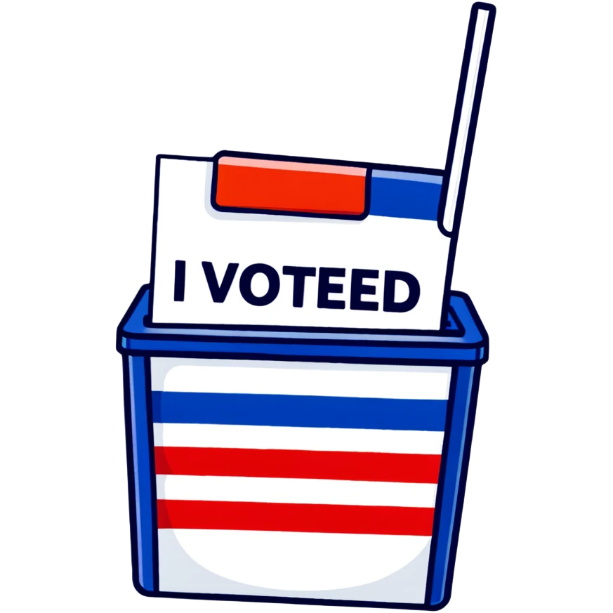 I Voted sticker with American flag colors emoji