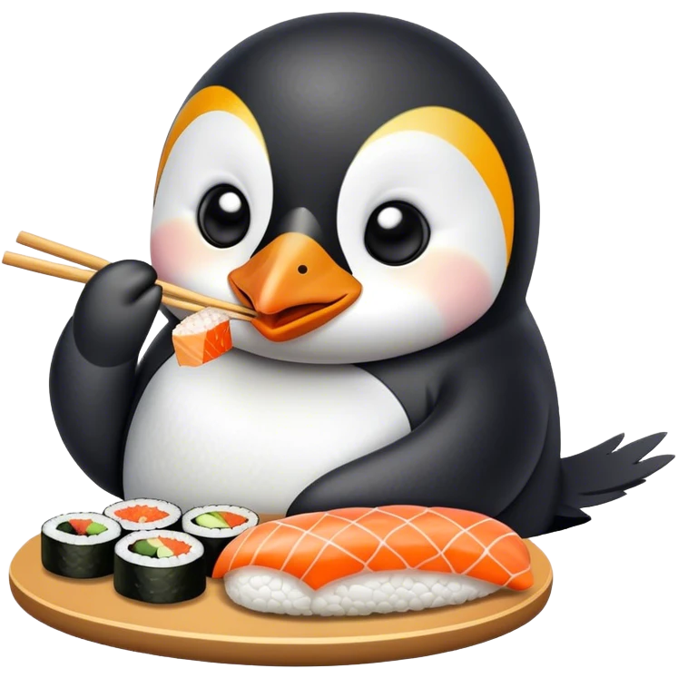 pingouin eat sushi emoji