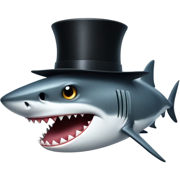 Shark with a top hat emoji