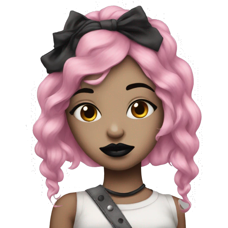 Pink hair punk girl black lipstick  emoji