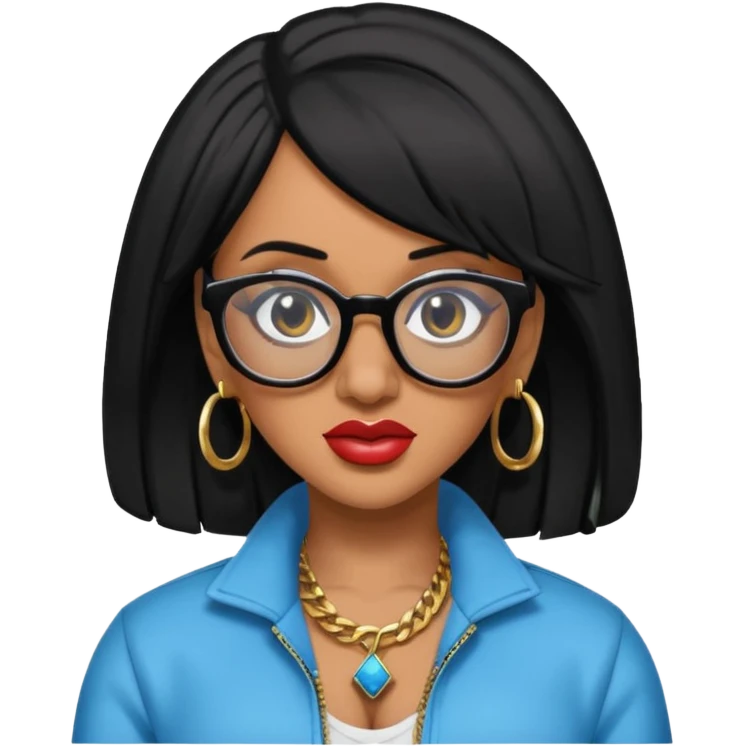 rapper Cardi B black hair wear glasses emoji