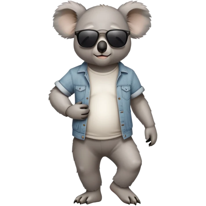 anthropomorphised koala in casual clothing, wearing dark sunglasses, walking upright in relaxed pose emoji