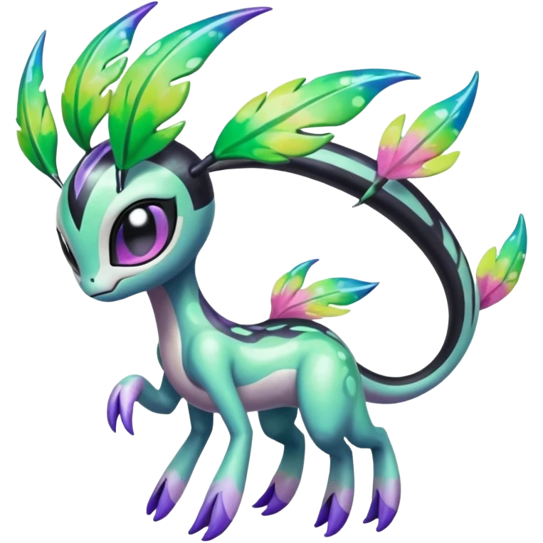 Colorful Shiny Edgy Cool Badass Painted Splashed Exotic Meloetta-Palkia-Virizion-Venom-Stitch-Fakémon-creature-hybrid emoji