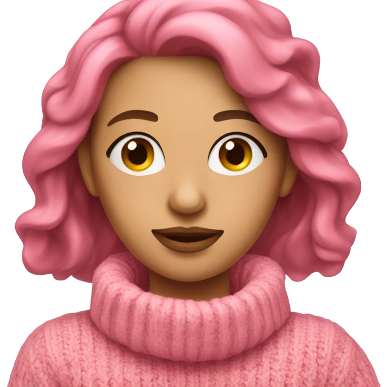 Femme avec un pull rose emoji