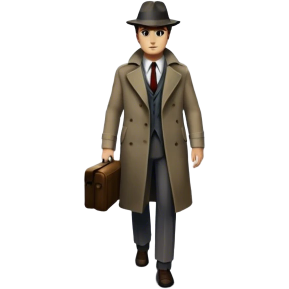 Icon for Detective Movie: A vintage movie poster-style design of a mysterious detective movie. Include dark alleyways, fog, and shadowy figures. The design should evoke a classic noir detective story with retro cinematic typography. Transparent background. emoji