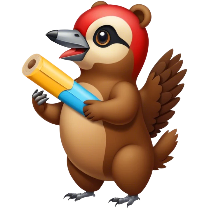 Woodpeckers taping on a bear emoji