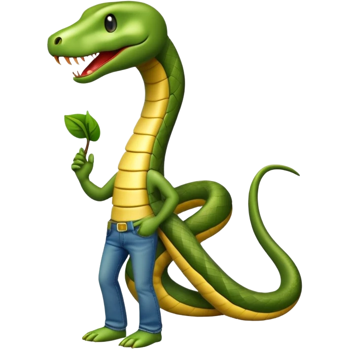 anthropomorphised snake wearing jeans and a t-shirt, walking upright emoji