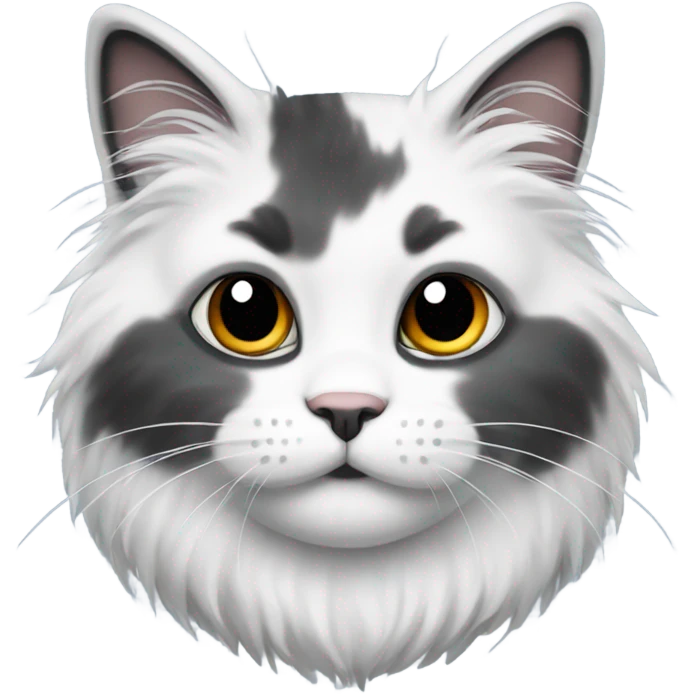 Grey white and black fluffy cat  emoji