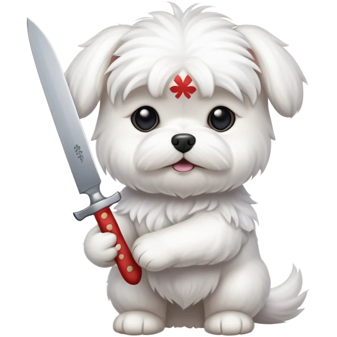 White Maltese with knife 4 paws only  emoji