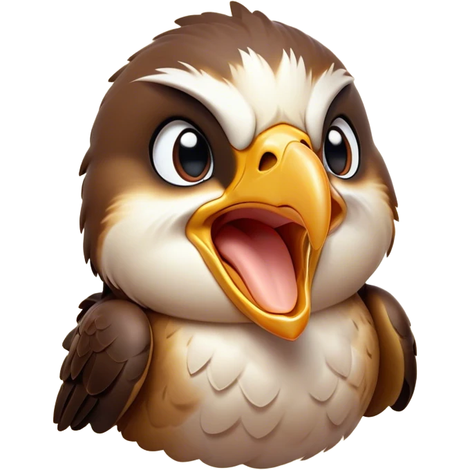 Cinematic Cute Yawning Falcon Portrait Emoji, Head tilted slightly with a dramatic, wide-open yawn, showcasing a streamlined, powerful form with a softly drooping beak and sleepy, half-closed eyes, Simplified yet irresistibly adorable features, highly detailed, glowing with a soft, cozy glow, high shine, relaxed yet expressive, stylized with a dash of whimsical aerial charm, soft glowing outline, capturing the essence of a drowsy yet affectionate falcon that appears ready to stretch out for a nap! emoji