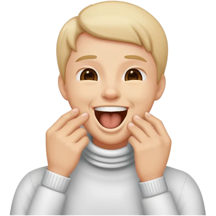 a person holding their throat while laughing  emoji