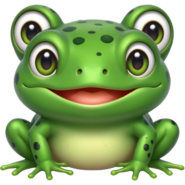 simple kawaii frog, very simple dot eyes, vey big pupils emoji