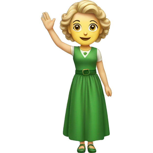 irish woman in dress waving emoji