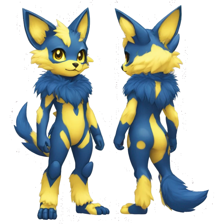 Anthro-Edgy-Cool-Blue-Yellow-Contrast-Colors-Fantasy-Fur-Sona-Chibi-Shiny-Fakémon-Hybrid full body emoji
