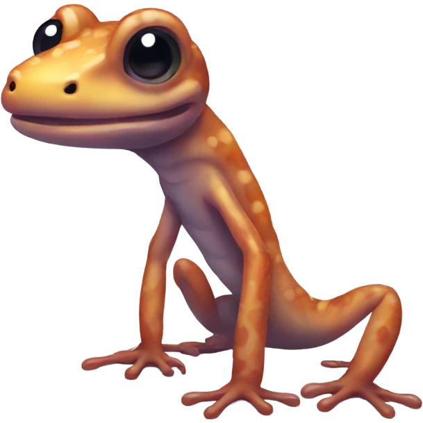 A skinny salamander that is sweating and looks scared and nervous emoji