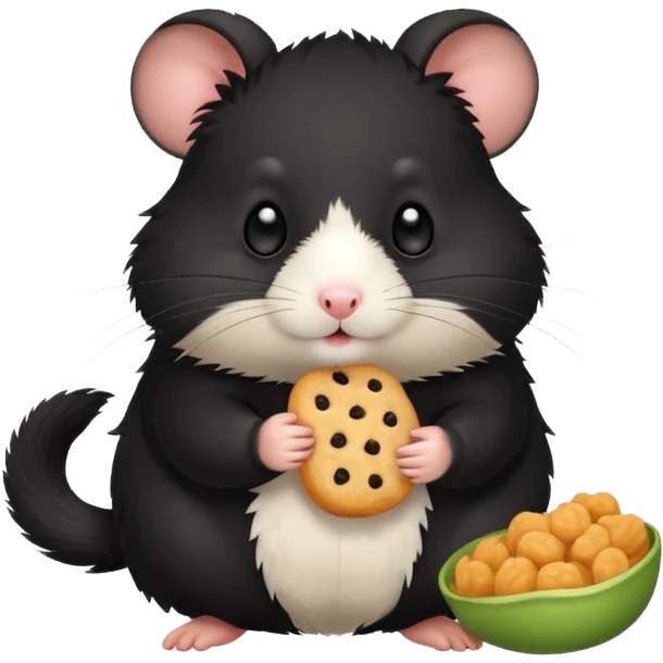 black hamster with  snack emoji