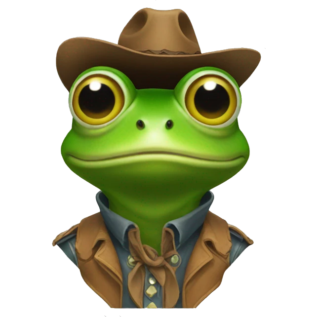 Frog cowboy with solid white eyes  emoji