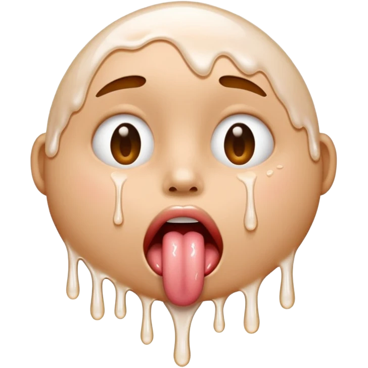 White liquid on a face dripping from tongue emoji