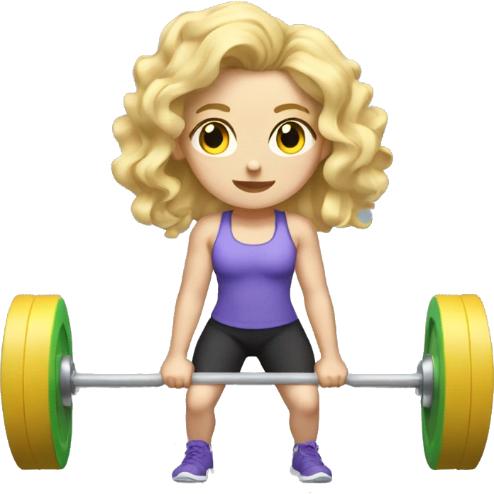 pale gym girl with blonde wavy hair lifting weights  emoji