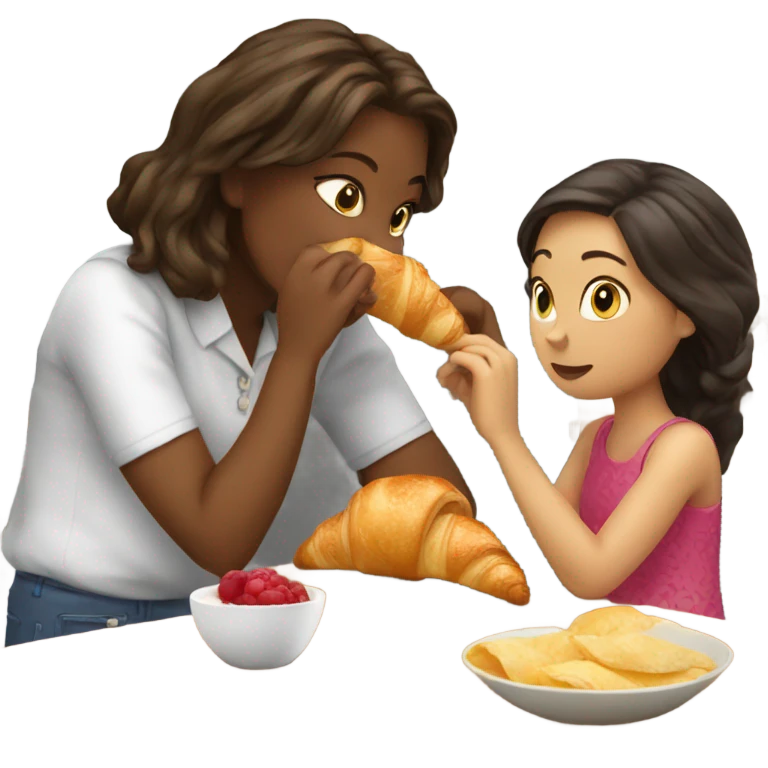 girl eating croissant with wife emoji