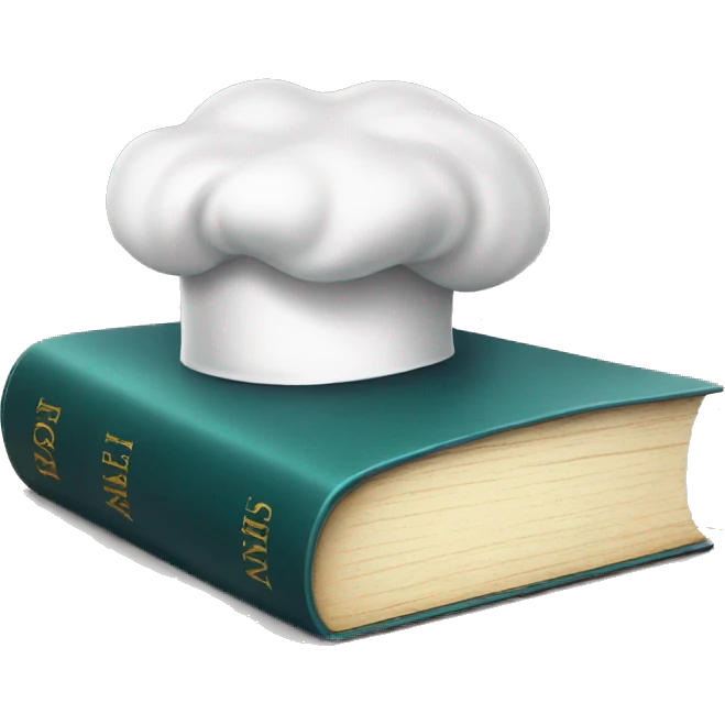 chef hat on top of smiling book emoji