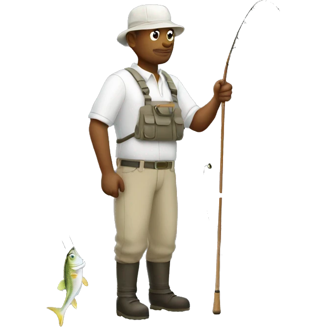 White Angler with rod emoji