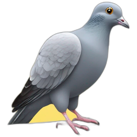 Pigeon playing on a computer emoji