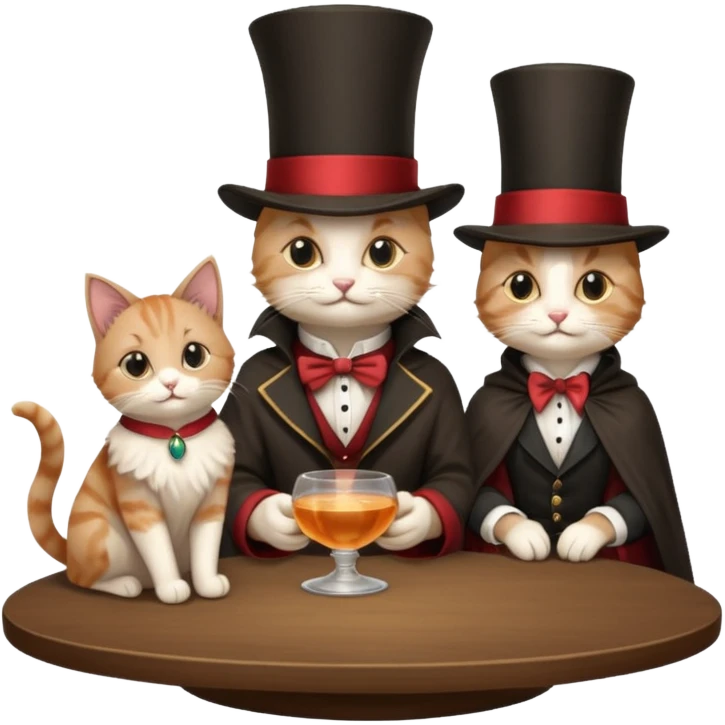 magician couple and their pet cat emoji