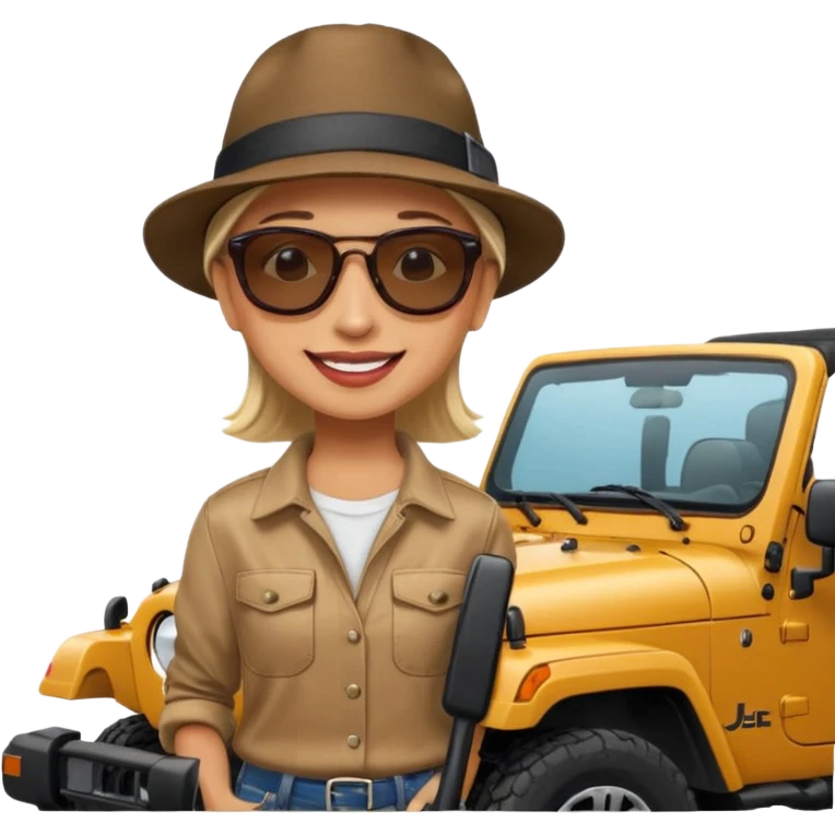 Объедини изображения машины внедорожника по типу wrangler и спортсмена emoji