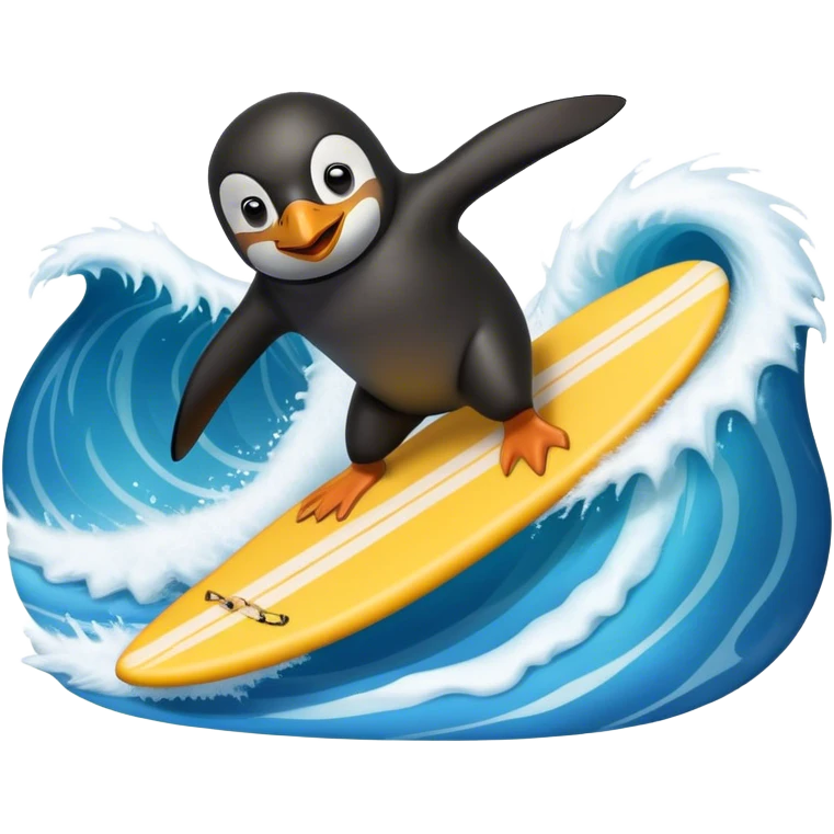 penguin biz from surf's up, big wave surfing emoji