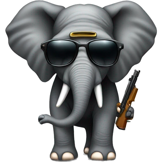 elephant in glasse with guns emoji