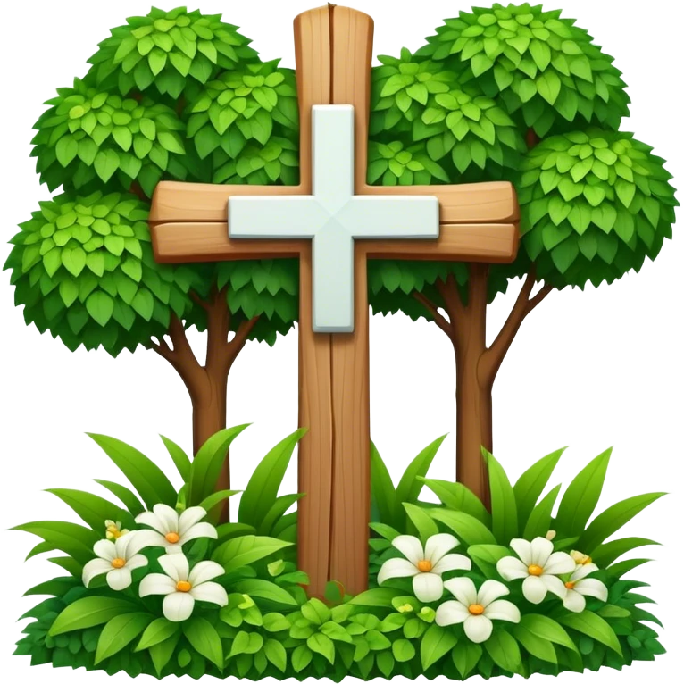 white cross with flora emoji