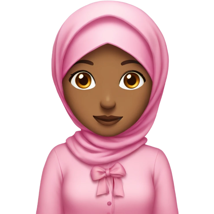 Cute hijabi girl with bows on her outfit wearing pink emoji