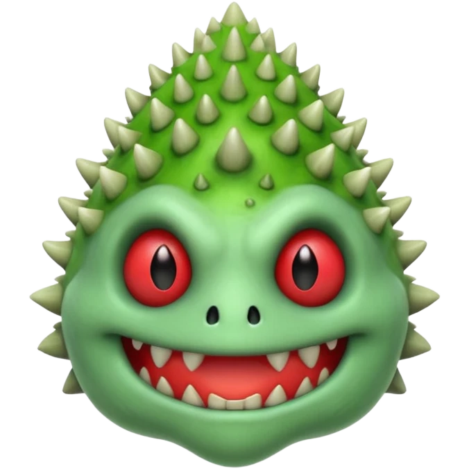 poisonous mushroom monster portrait, head and shoulders only, toxic green glow, scary grin, spiky mushroom head, 3D cartoon, mobile game icon style, clean background, no text, no watermark

 emoji