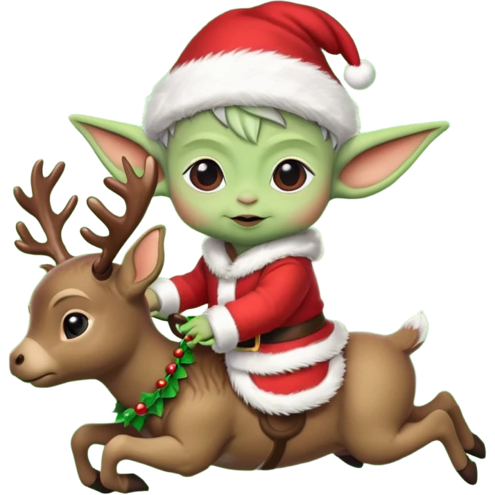 baby yoda riding eindeer christmas emoji