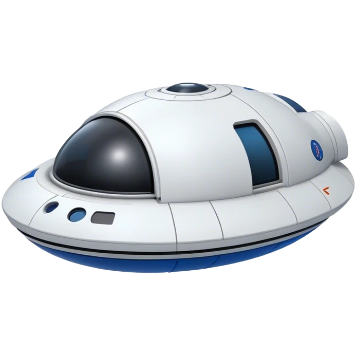  a simple spaceship with a rounded top and a flat or slightly cut-off bottom, similar to the CST-100 shape. Keep the design smooth and minimalistic, with no complex details. Use a plain background. emoji