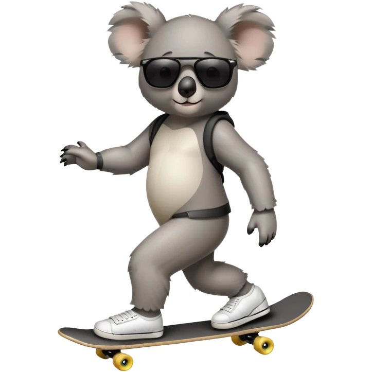 anthropomorphised koala in skater-style clothing wearing dark sunglasses walking upright emoji