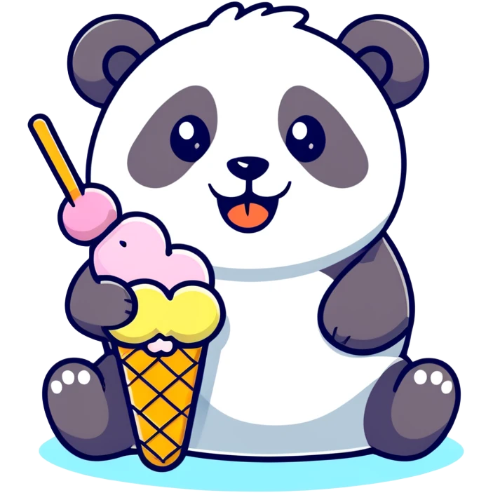 Panda eating ice cream emoji