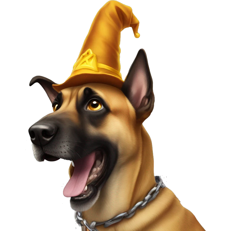 malinois dog with wizard scared emoji