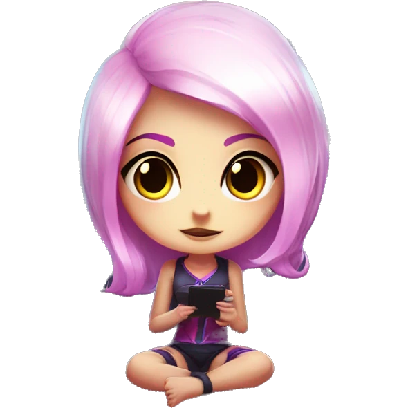 Evelynn from league of legends in a chibi variant watching tv emoji