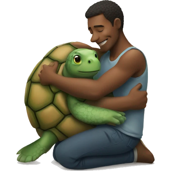 Man hugging turtle emoji