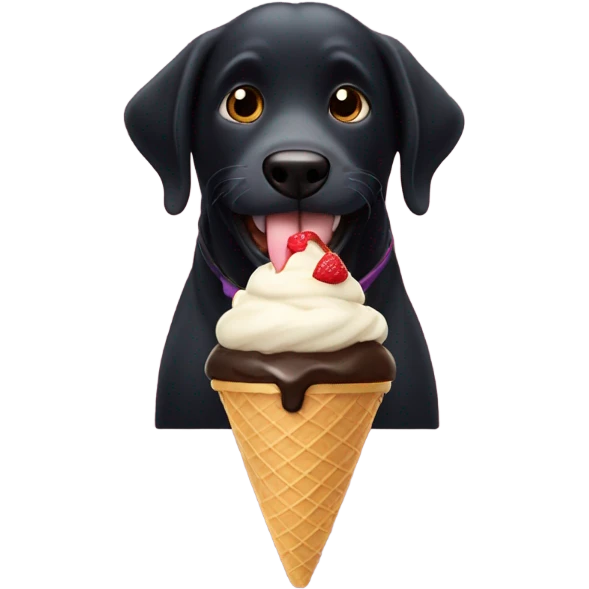 black dog eating ice cream  emoji