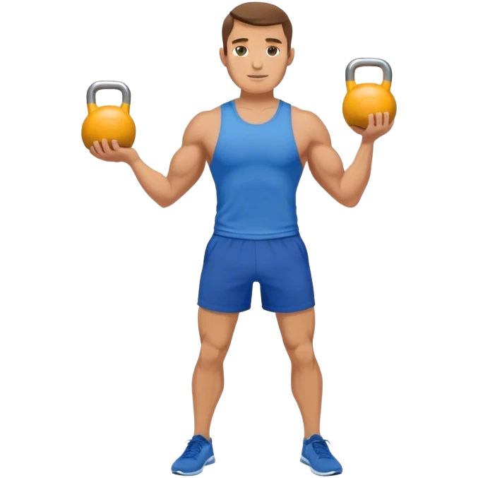 athletic man with blue shorts holding kettlebell emoji