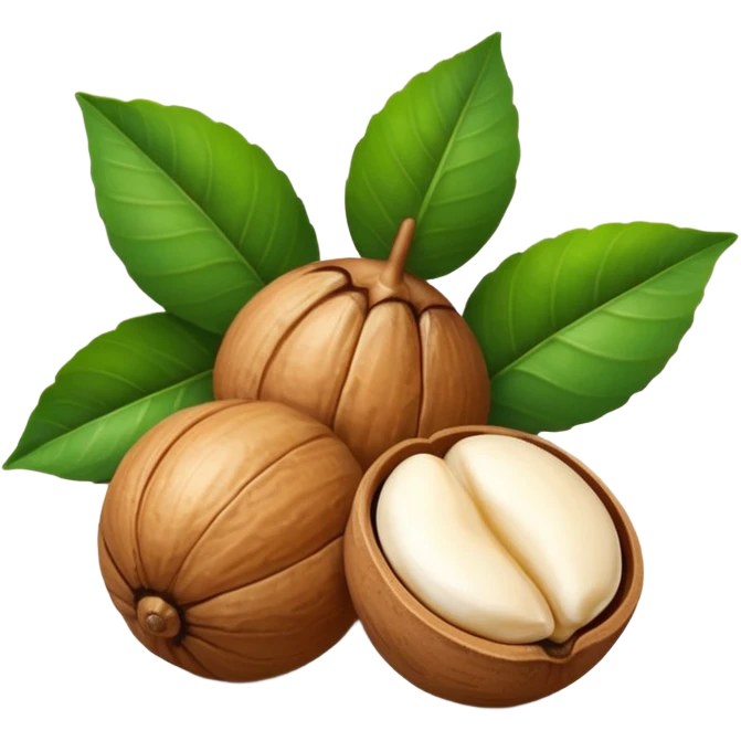 macadamia nut with leaves emoji