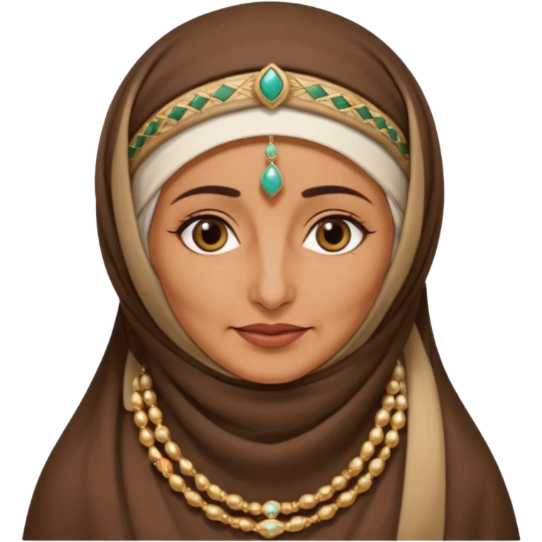 an old emirati women wearing traditional cloths covers her face with burg'a emoji