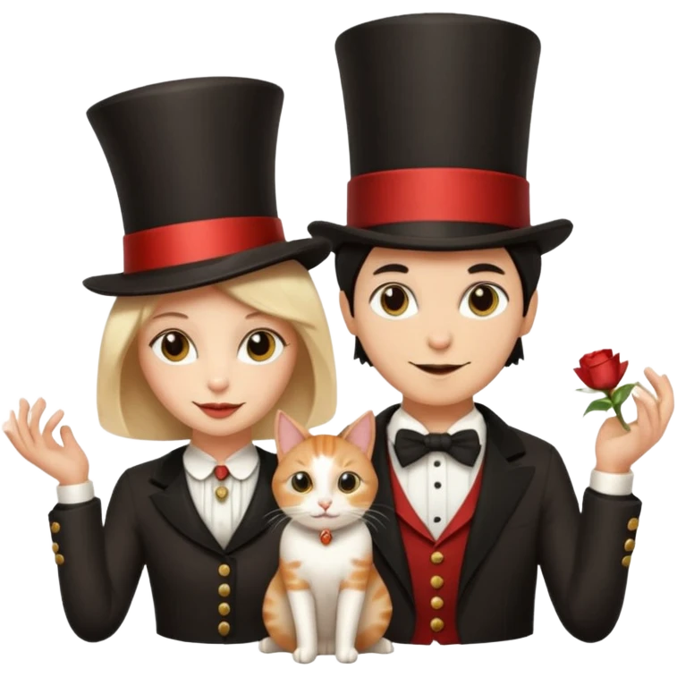magician couple and their pet cat emoji
