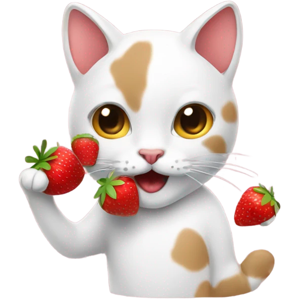 cat eating strawberries emoji
