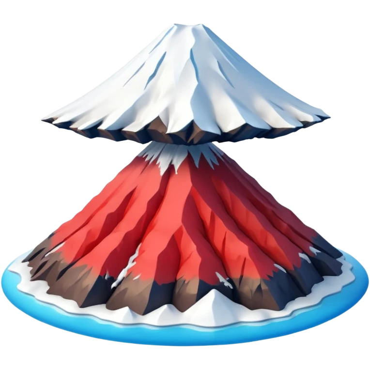 Create a 3D Mount Fuji with red color.  emoji
