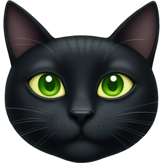Black cat with green eyes and a zucchini emoji